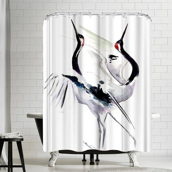The Twillery Co.® 71" x 74" Shower Curtain, Dancing Japanese Cranes